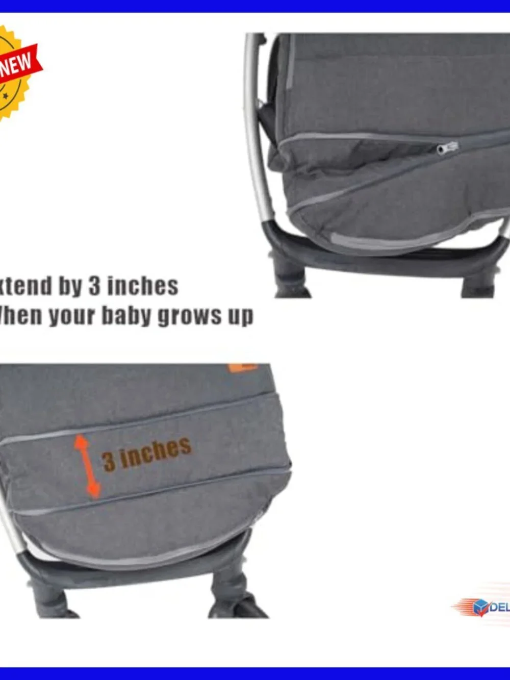 Winter Stroller Bunting Bag with Handmuff, Adjustable 6M-5T, Waterproof